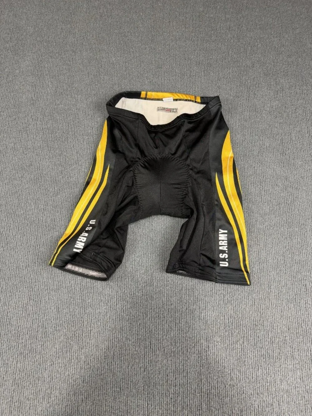 Primal Mens Black Yellow Striped U.S. Army Cycling Shorts M
